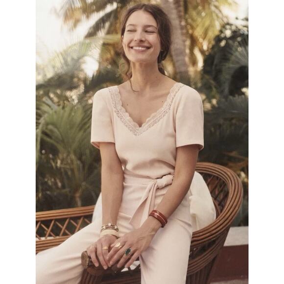 Sezane Louis Jumpsuit Nude Size 36 - Picture 2 of 15